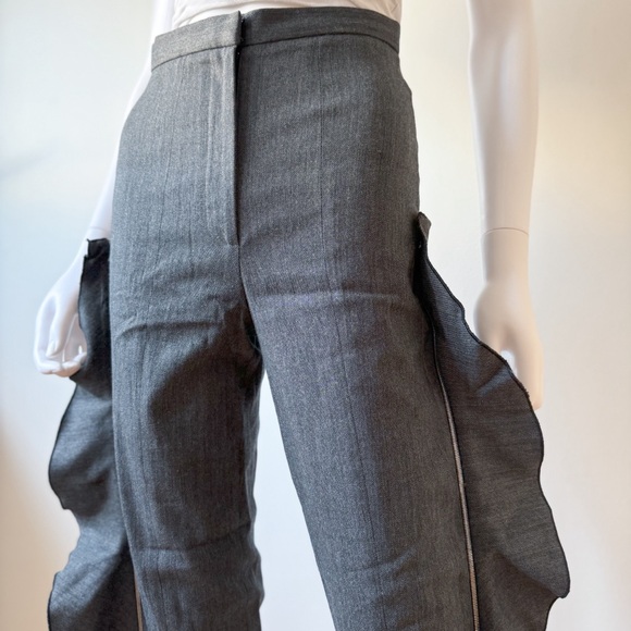 Kaelen Detachable Ruffle Wool/Cotton Trousers - Picture 2 of 10